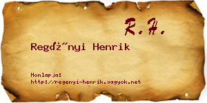 Regényi Henrik névjegykártya